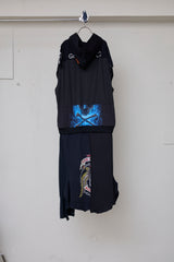 RECONSTRUCTED T-SHIRT HOODED DRESS