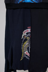 RECONSTRUCTED T-SHIRT HOODED DRESS