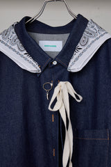 OVERSIZED DENIM SH/DETACHABLE BANDANA