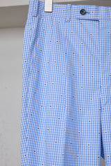 CUT JACQUARD GINGHAM FLARE SLACKS