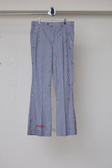 CUT JACQUARD GINGHAM FLARE SLACKS