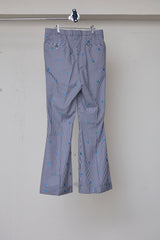 CUT JACQUARD GINGHAM FLARE SLACKS