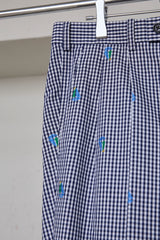 CUT JACQUARD GINGHAM FLARE SLACKS