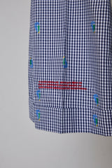 CUT JACQUARD GINGHAM FLARE SLACKS