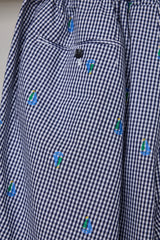 CUT JACQUARD GINGHAM MOST WIDE SLACKS