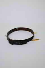 HAND-SPRAYED/STUDDED LEATHER BELT