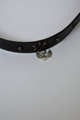 HAND-SPRAYED/STUDDED LEATHER BELT