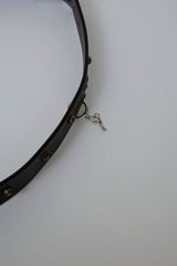 HAND-SPRAYED/STUDDED LEATHER BELT