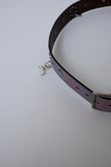 HAND-SPRAYED/STUDDED LEATHER BELT