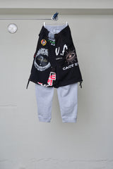 GRAPHIC CHAOS RECONSTRUCTED SWEAT-DOCKING PANTS