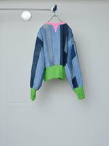RECYCLED DENIM MULTI-RIB TOP