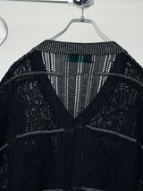 FLORAL OPEN-WORK SLEEVELESS CARDIGAN