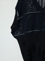 FLORAL OPEN-WORK SLEEVELESS CARDIGAN