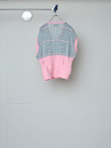 FLORAL OPEN-WORK SLEEVELESS CARDIGAN