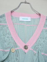 FLORAL OPEN-WORK SLEEVELESS CARDIGAN