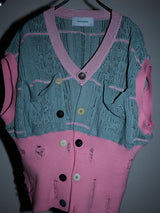 FLORAL OPEN-WORK SLEEVELESS CARDIGAN