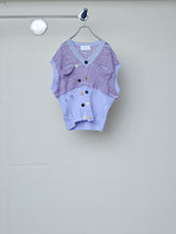 FLORAL OPEN-WORK SLEEVELESS CARDIGAN