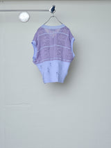 FLORAL OPEN-WORK SLEEVELESS CARDIGAN