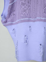 FLORAL OPEN-WORK SLEEVELESS CARDIGAN