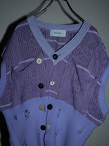 FLORAL OPEN-WORK SLEEVELESS CARDIGAN