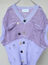 FLORAL OPEN-WORK SLEEVELESS CARDIGAN