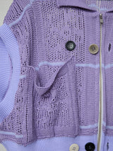 FLORAL REFLECTIVE ZIP CARDIGAN