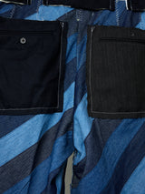 DENIM PATCHWORK BASTING CROPPED PANTS