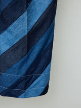 DENIM PATCHWORK BASTING CROPPED PANTS