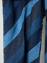 DENIM PATCHWORK BASTING CROPPED PANTS