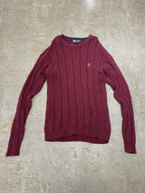 CHAPS RALPH LAUREN / VINTAGE CABLE KNIT CREWNECK SWEATER / EMBROIDERED CREST LOGO