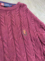 CHAPS RALPH LAUREN / VINTAGE CABLE KNIT CREWNECK SWEATER / EMBROIDERED CREST LOGO