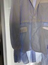 【COMME des GARCONS HOMME PLUS】Archival 2014SS "COMME des GARCONS HOMME PLUS" Reconstructed Striped Docking Tailored Jacket / BLUE × WHITE (SIZE: XS)