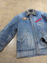 【ELY WALKER】1970s VINTAGE DENIM WORK JACKET BY "ELY WALKER" WITH PURINA CHOW PATCH & BANDANA REMAKE