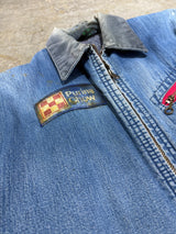 【ELY WALKER】1970s VINTAGE DENIM WORK JACKET BY "ELY WALKER" WITH PURINA CHOW PATCH & BANDANA REMAKE