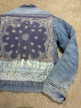 【ELY WALKER】1970s VINTAGE DENIM WORK JACKET BY "ELY WALKER" WITH PURINA CHOW PATCH & BANDANA REMAKE