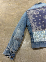 【ELY WALKER】1970s VINTAGE DENIM WORK JACKET BY "ELY WALKER" WITH PURINA CHOW PATCH & BANDANA REMAKE