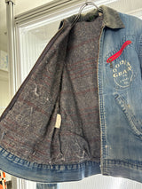 【ELY WALKER】1970s VINTAGE DENIM WORK JACKET BY "ELY WALKER" WITH PURINA CHOW PATCH & BANDANA REMAKE