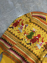 【I.S. ISSEY MIYAKE】Archival 1980s "I.S. Chisato Tsumori Design" Folklore People Jacquard Knit Sweater / YELLOW MULTI