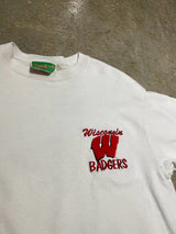 MAINSPORTS / VINTAGE "WISCONSIN BADGERS" UNIVERSITY SWEATSHIRT - WHITE