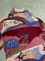 KENNINGTON (CALIFORNIA LTD.) / 70S VINTAGE "FUNKY & GROOVY" SCENIC PRINT SHIRT / ART BY PETER MAX STYLE
