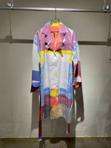 TRAMANDO / MULTI-COLOR GEOMETRIC PRINT ART SHIRT (GARMENT-DYED & PRESS FINISH)