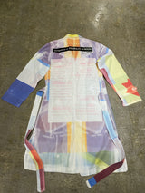 TRAMANDO / MULTI-COLOR GEOMETRIC PRINT ART SHIRT (GARMENT-DYED & PRESS FINISH)