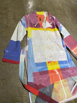 TRAMANDO / MULTI-COLOR GEOMETRIC PRINT ART SHIRT (GARMENT-DYED & PRESS FINISH)