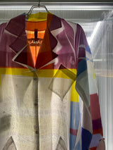 TRAMANDO / MULTI-COLOR GEOMETRIC PRINT ART SHIRT (GARMENT-DYED & PRESS FINISH)