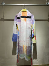 TRAMANDO / MULTI-COLOR GEOMETRIC PRINT ART SHIRT (GARMENT-DYED & PRESS FINISH)