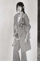 CUT JACQUARD GINGHAM FLARE SLACKS