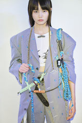 HAND-SPRAYED/STUDDED LEATHER BELT