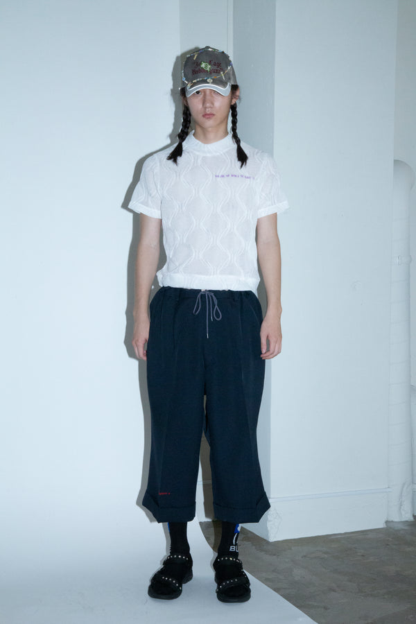POLYESTER TRIPLE-WEAVE WIDE SLACKS