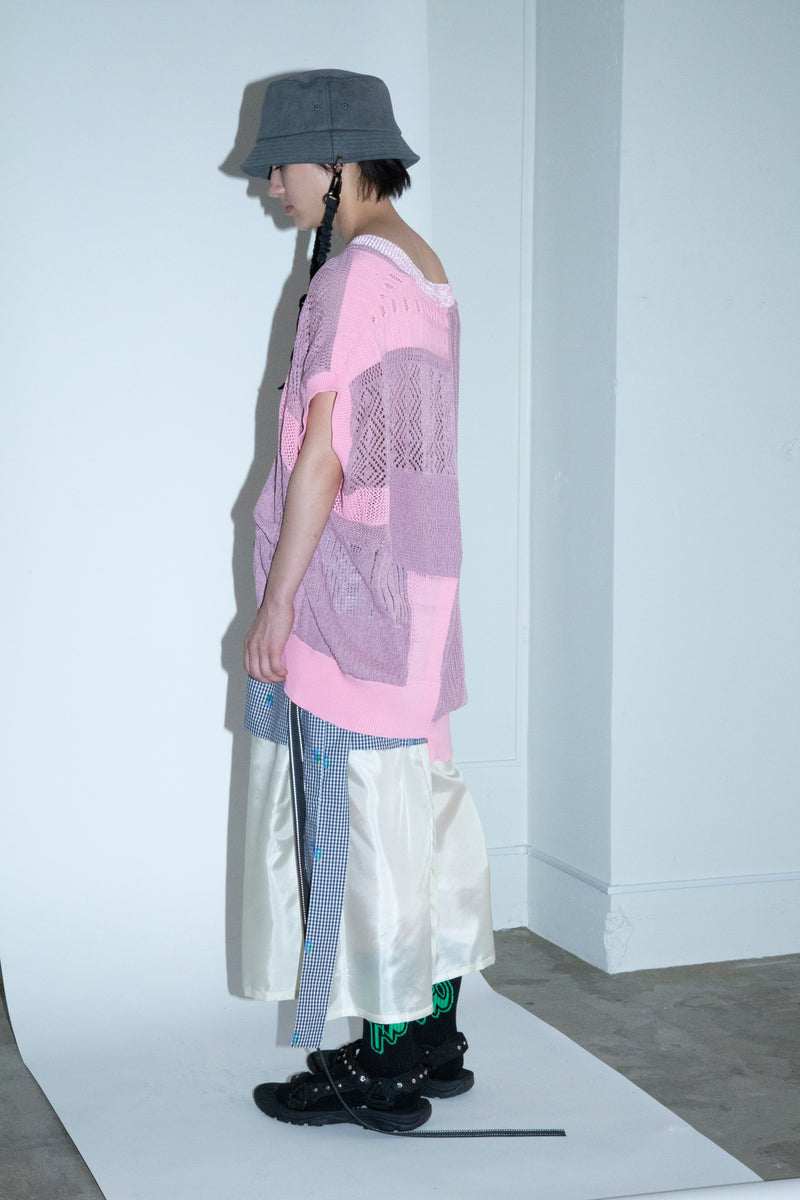 CUT JACQUARD GINGHAM LAYERED MINI