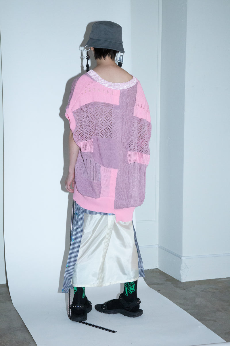 CUT JACQUARD GINGHAM LAYERED MINI
